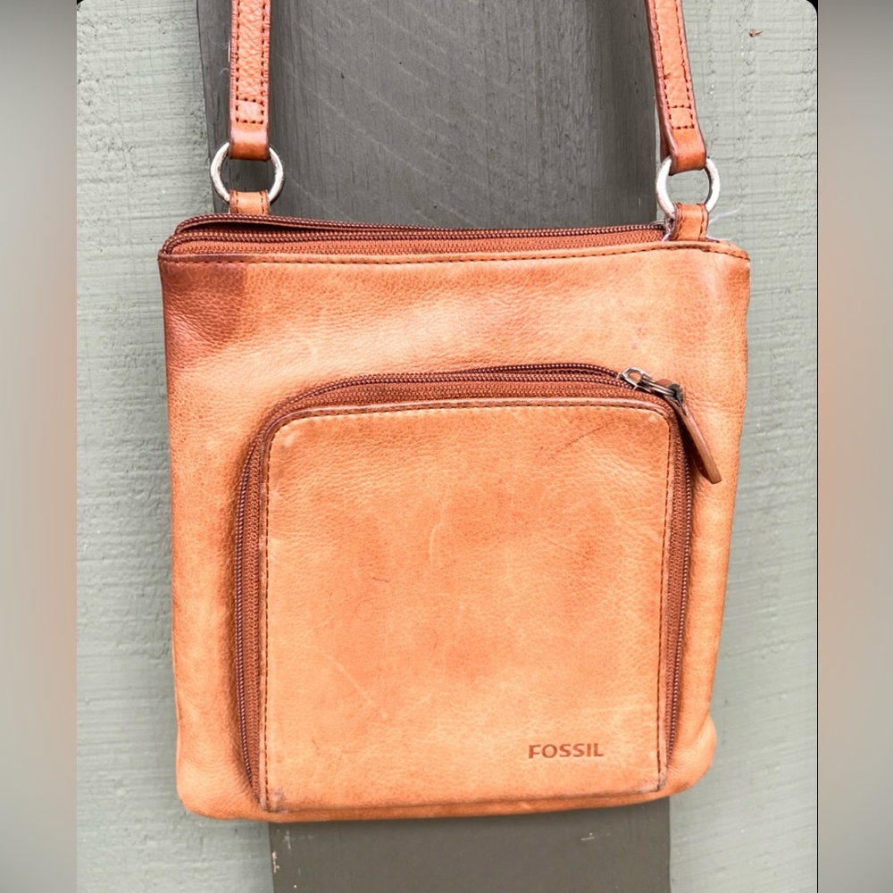 FOSSIL vtg honey leather crossbody